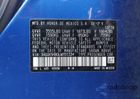 2020 Honda Fit Ex z USA, uszkodzony, nr VIN 3HGGK5H80LM701334